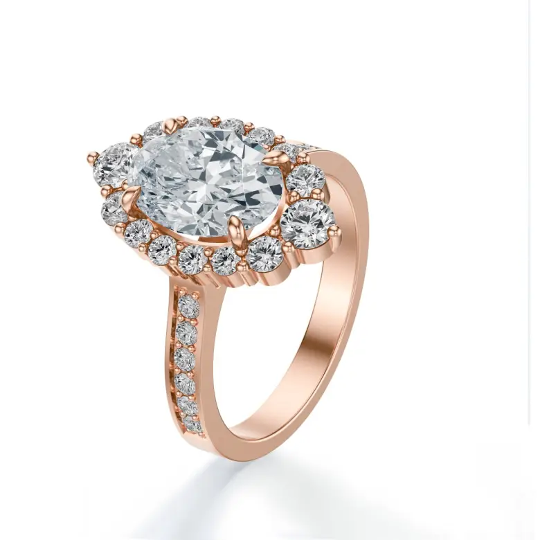 Pierścionek z owalnym diamentem różowe złoto SBP_022